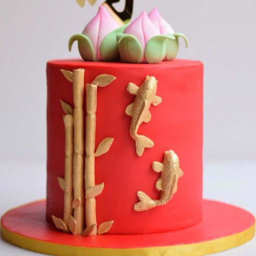 Molde Silicona Bambu Y Hojas Fondant Porcelana Chocolate Color Rosa