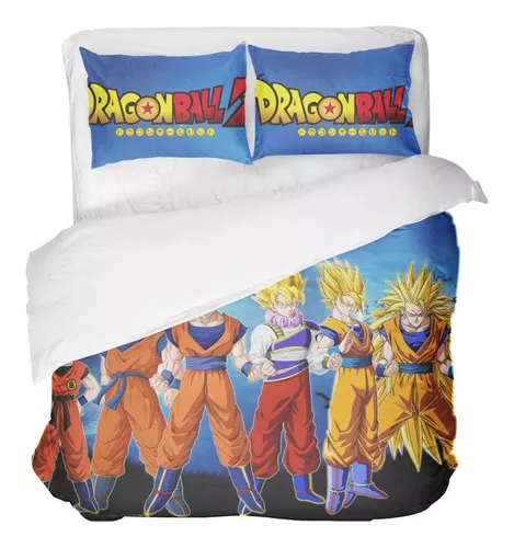 Compre Conjunto de cama estampado de dragon ball, desenho animado,  crianças, capa de edredom, fronha, lençol/cama de casal, conjunto  confortável, decoração de casa