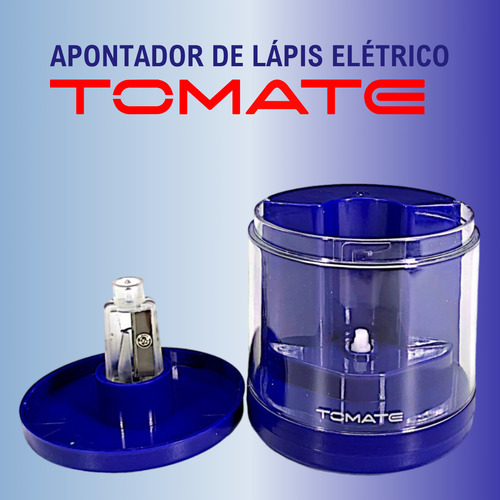 3u Apontador Elétrico A Pilha Lápis Comum C/ Depósito C/azul