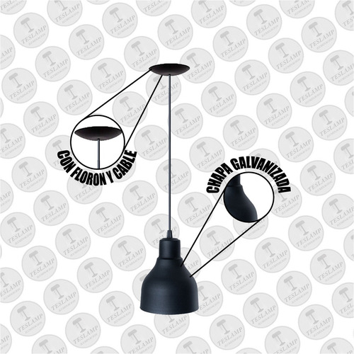 Imagen 3 de 10 de Lampara Colgante Industrial Campana En Aluminio Apto Led