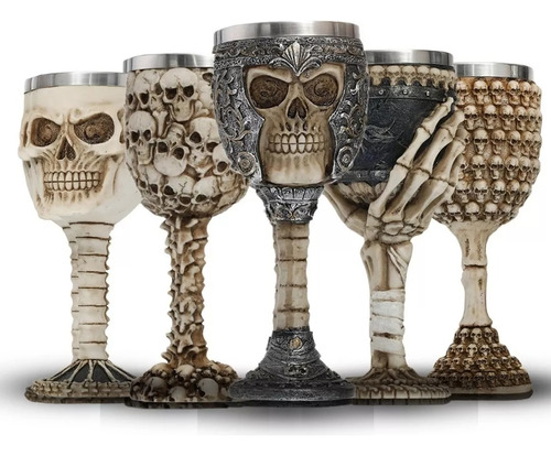 Set 5 Copas Estilo Nórdico Calavera Vikinga Medieval