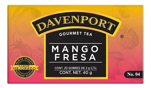 Té Gourmet Davenport Mango-fresa 20 Sobres De 2 G C/u
