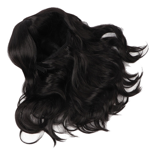 Peluca Rizada For Mujer Longitud Media Color Negro