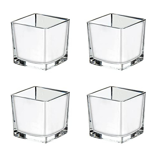 Jarrones De Cristal Cuadrados 4 X4  Cubo Jarrón Galvan...
