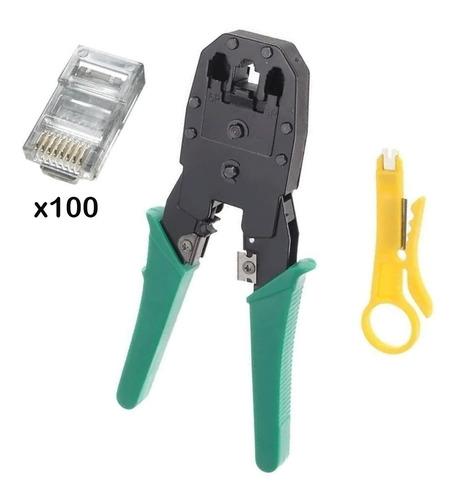 Alicate Para Crimpar Rj12 E Rj45 Cat5e + 100 Conector Rj45
