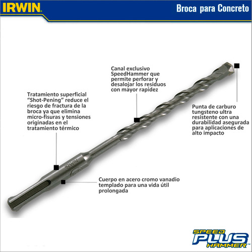 IRWIN SDS Plus Speedhammer diámetro 10 longitud 260/200 mm Broca 