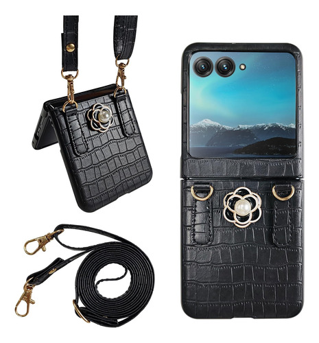 Funda De Cuero Para Motorola Razr 40 Ultra Con Correa 