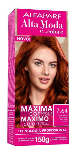 Kit Tintura Alta Moda  Unidade tom 7.64 louro médio acobreado para cabelo