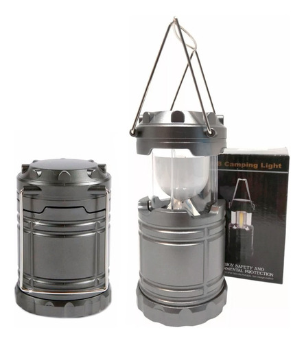 Farol Led Portátil Pila Camping Pesca Luz Emergencia Hsk Color Plateado