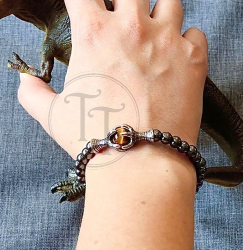 Imagen 4 de 8 de Pulsera Garras Dragón Targaryen Titanio 18k Hematita 6mm
