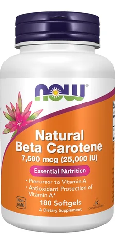 comprar Betacaroteno Natural 7500 Mcg Now 180 Cápsulas Blandas