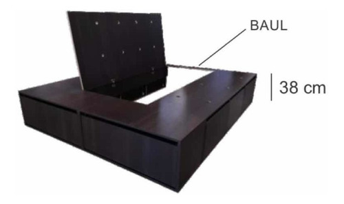 Imagen 2 de 4 de Cama Box Base Sommiers Cajones Madera Multifunción - 2.0 Mts