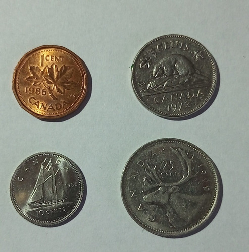 Serie De 4 Monedas De Canada 1/5/10/25 Cents. Vf.