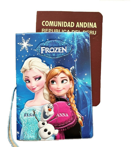 Porta Pasaporte Frozen Viajes Protector Elsa Niñas