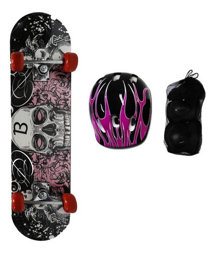 Imagen 1 de 2 de Skate Con Set De Protección En Bolso Yx-0205s