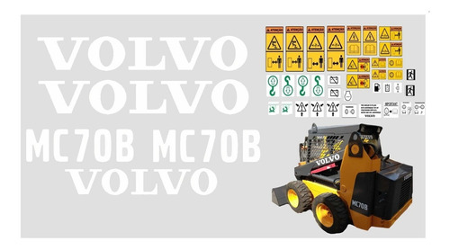 Etiquetas Adesivos Compatível Mini Carregadeira Volvo Mc70b Cor Padrão