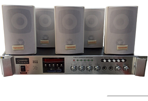 Amplificador Sonido Ambiental Pa + 5 Bafles Blancos