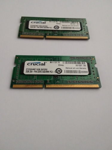 Imagen 3 de 4 de Memoria Ram Crucial 2gb Ddr3 204-pin Pc3-12