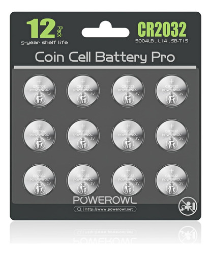 Powerowl Cr2032 Batería 3v Lithium 12 Pack, Alta Capacidad 2