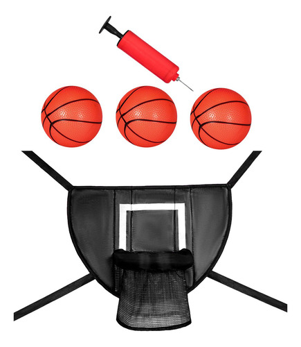 Aro De Baloncesto Para Trampolín Con Bomba De Negro 45x35cm