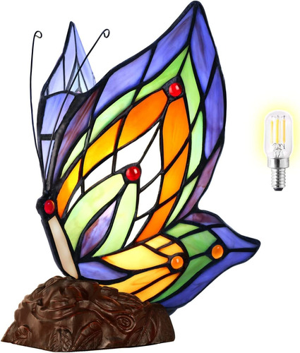Tiffany Lamp Night Light Butterfly Vitral Lámpara De E...