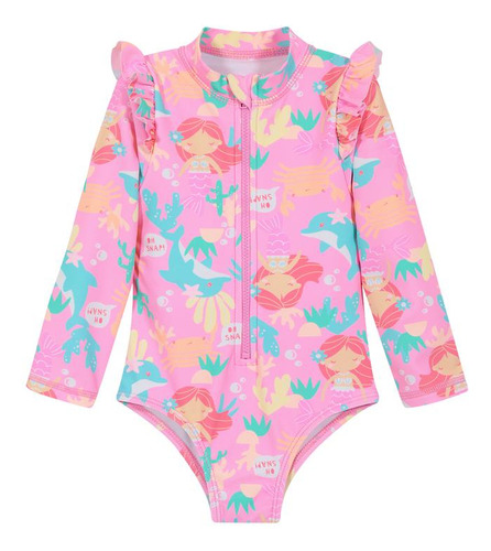 Traje De Baño Bebe Niña Entero Uv50+ H2o Wear Rosado M/larga