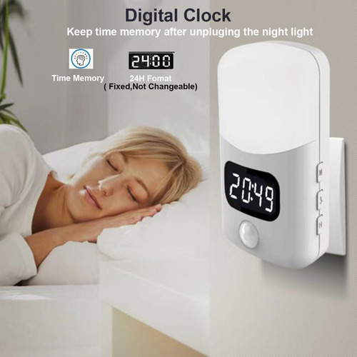 Reloj De Baño, Luz Nocturna Con Sensor De Movimiento Led