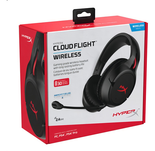 Headset Gamer Cloud Flight Wireless 7.1 Playstation 4 E Pc Cor Preto Luz Azul-turquesa