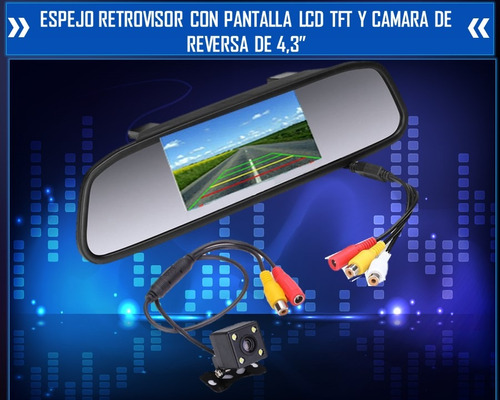 Espejo Retrovisor Pantalla Lcd 4.3 Camara Reversa Friday -50