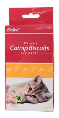 Galletas Bioline Catnip Biscuits Para Gatos Bacalao 80g