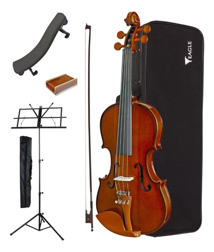 Kit Violino Eagle 3/4 Com Arco Breu Estojo Ajustado Luthier