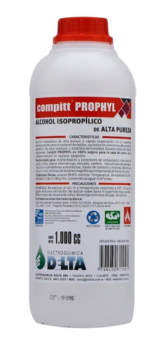 Imagen 1 de 2 de Alcohol Isopropilico Delta X 1litro Limpieza Pc Alta Pureza