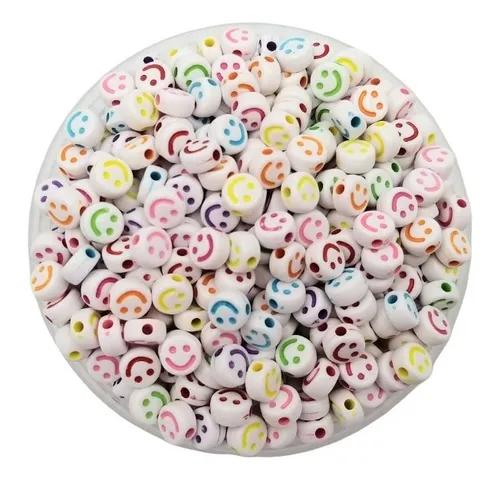 comprar 100 Dijes Carita Feliz Cuentas Plásticas Blancas Color 6 Mm 