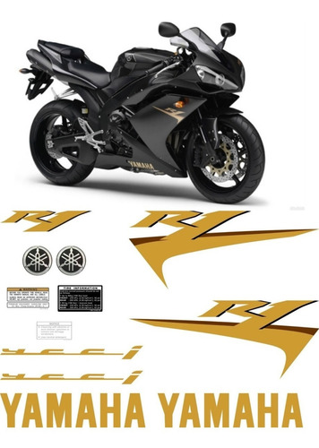 Kit Adesivos Yamaha R1 2007 Preta Americana R107pta