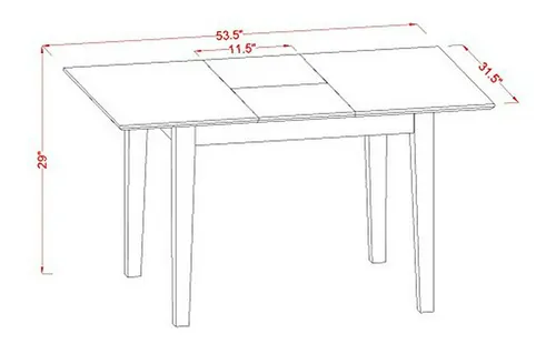 Juego De Comedor De 3 Piezas Con Mesa Rectangular Y 2 Sillas