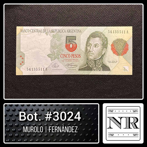 Argentina - 5 Pesos - Año 1992 - Bot. #3024 - M | F - Roseta