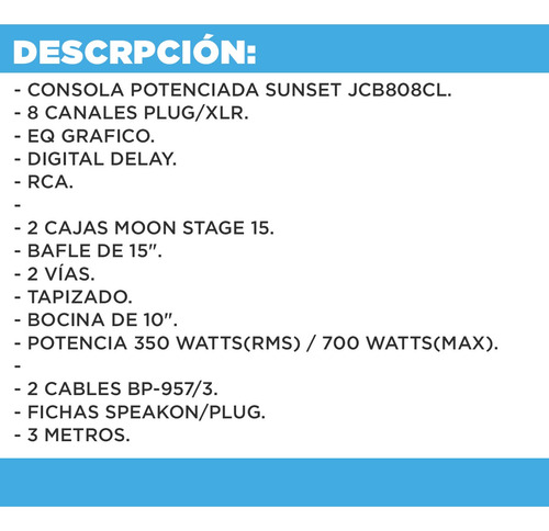 Imagen 2 de 10 de Combo Sonido Mixer Potenciada + Caja 2 X 15