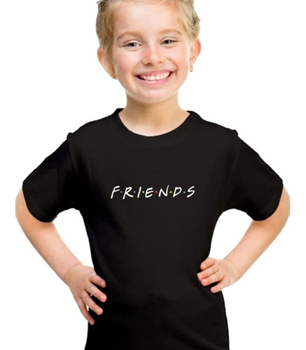 Imagen 4 de 6 de Remera Negra Friends Tv Hombre Mujer Niños Algodón Premium