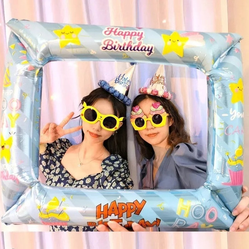 10 Globos Selfie Cumpleaños Marco Fiesta Cuadro Decoracion