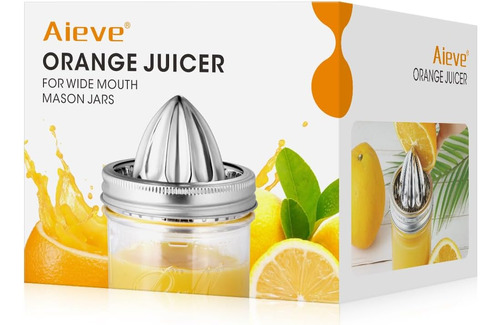 Aieve Mason Jar Lemon Squeezer Tapa, Acero Inoxidable Citrus