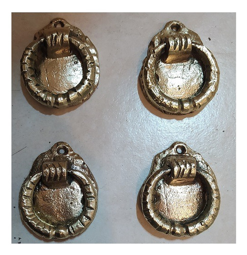 Tiradores De Bronce Antiguos Forma Ostra Dorado (Usado)