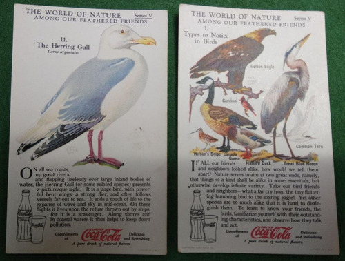 2 Cartas Colección Coca Cola 1930s  Study Cards  Feathered