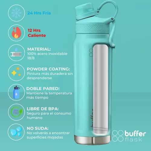 Termo Botella Agua Termica Buffer Acero Inoxidable 750 ml Mas 4 Tapas  BUFFER FLASK