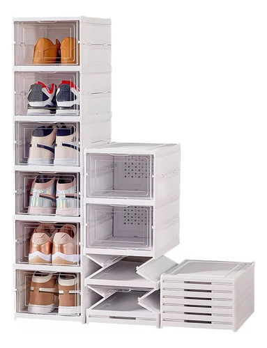 Atfast Zapatero vertical apilable caja de zapatos de tenis de 6 niveles color blanco