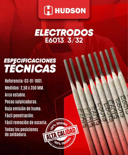 Electrodos P/soldar Hierro 6013 3/32 Hudson / Caja 5 Kilos