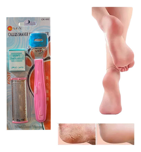 Set Garlopin Pedicura Quita Callos + 3 Repuestos + Escofina