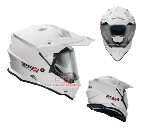 Casco Techx2 632a Cross C/ Mica/lente Interno Blanco Ecer220