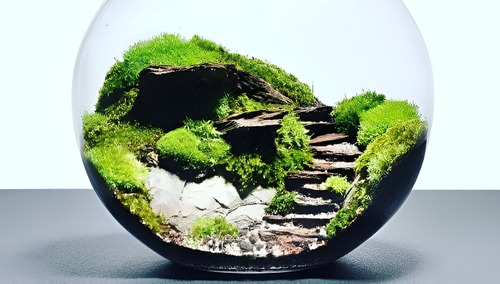Terrario De Follaje Interior Con Luz Y Pulverizador - 24 Cm Verde