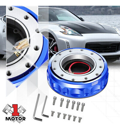 J2 Blue 6-bolt Steering Wheel Twist Lock Hub Quick Relea Oak