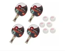 Comprar Promoción 4 Raquetas Tenis De Mesa Miyagi 3 Stars + Bolas